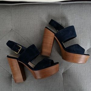 Aldo navy suede platform sandals
